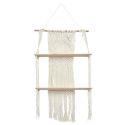 Etagère murale double bohème en macramé et plateaux en bois