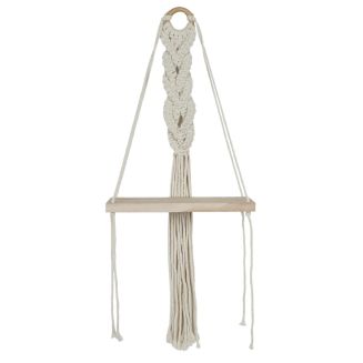 Etagère murale 25cm bohème en corde et plateau en bois