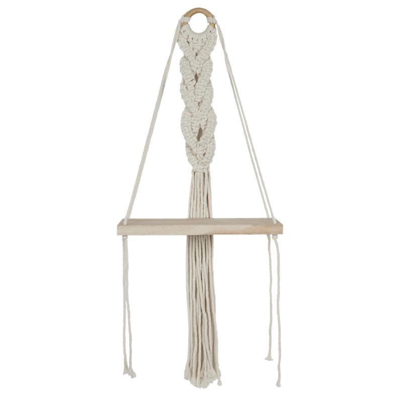 Etagère murale 25cm bohème en corde et plateau en bois Etagère murale 25cm bohème en corde et plateau en bois
