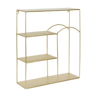 Etagère décorative dorée en métal martelé