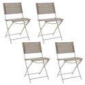 SANAE - Lot de 4 Chaises de Jardin Pliantes Beige