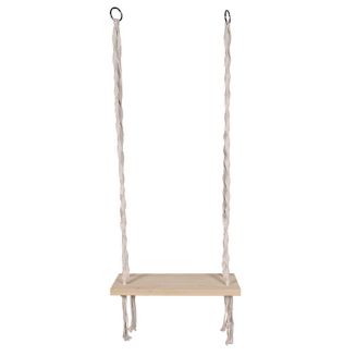 Balançoire en coton tressé macramé et assise pin naturel