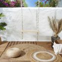 Balançoire en coton tressé macramé et assise pin naturel