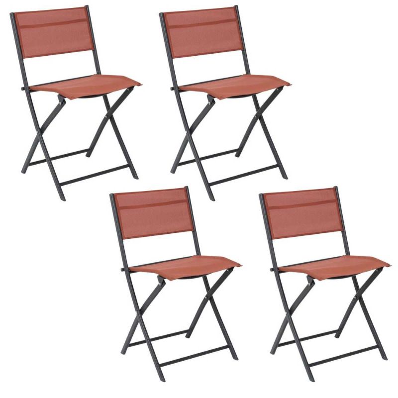 SANAE - Lot de 4 Chaises de Jardin Pliantes terracotta SANAE - Lot de 4 Chaises de Jardin Pliantes terracotta