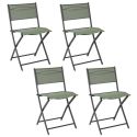 SANAE - Lot de 4 Chaises de Jardin Pliantes Kaki