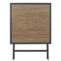 BAHIANA - Table pliante métal laqué gris et plateau en verre trempé effet bois