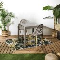 ARIUS - Table de jardin extensible 80x80/160 en aluminium beige et plateau en verre trempé