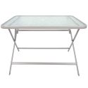 CHRISTINA - Table pliante en métal beige et plateau en verre trempé