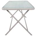 CHRISTINA - Table pliante en métal beige et plateau en verre trempé