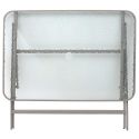 CHRISTINA - Table pliante en métal beige et plateau en verre trempé