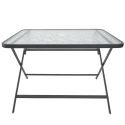 CHRISTINA - Table pliante en métal anthracite et plateau en verre trempé