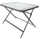 CHRISTINA - Table pliante en métal anthracite et plateau en verre trempé