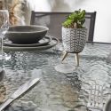 CHRISTINA - Table pliante en métal anthracite et plateau en verre trempé