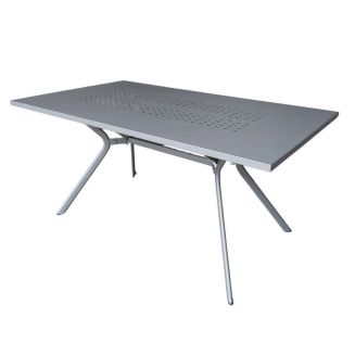 BERAKA - Table de jardin en acier gris traité anti-corrosion