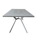 BERAKA - Table de jardin en acier gris traité anti-corrosion