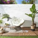 RIVIA - Fauteuil lounge pivotant avec assise coussin capitonné blanc