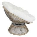 RIVIA - Fauteuil lounge pivotant avec assise coussin capitonné blanc