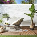 RIVIA - Fauteuil lounge pivotant avec assise coussin capitonné blanc