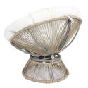 RIVIA - Fauteuil lounge pivotant avec assise coussin capitonné blanc