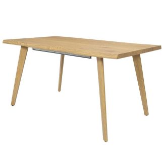 LYPSI - Table repas extensible 6-8 personnes en MDF aspect chêne bords biseautés