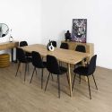 LYPSI - Table repas extensible 6-8 personnes en MDF aspect chêne bords biseautés