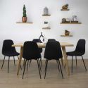 LYPSI - Table repas extensible 6-8 personnes en MDF aspect chêne bords biseautés