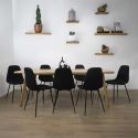 LYPSI - Table repas extensible 6-8 personnes en MDF aspect chêne bords biseautés