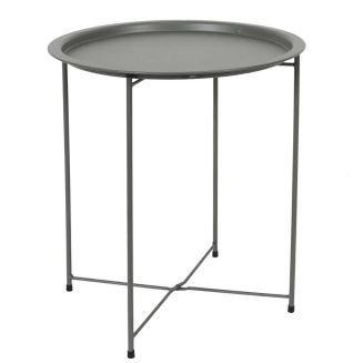 SELENA - Table d'appoint en métal vert olive avec plateau amovible
