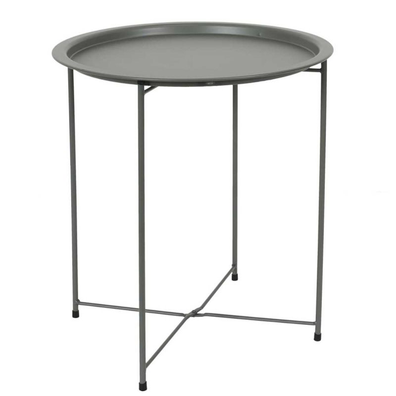 SELENA - Table d'appoint en métal vert olive avec plateau amovible SELENA - Table d'appoint en métal vert olive avec plateau amovible