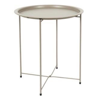 SELENA - Table d'appoint en métal beige avec plateau amovible