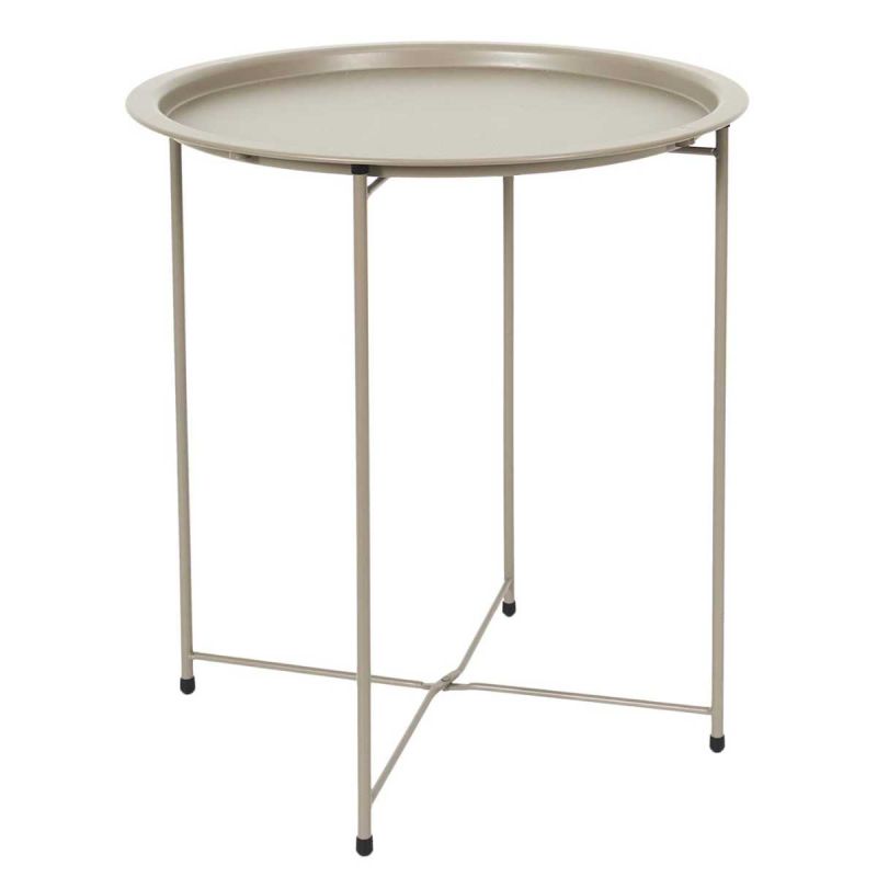 SELENA - Table d'appoint en métal beige avec plateau amovible SELENA - Table d'appoint en métal beige avec plateau amovible