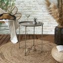 SELENA - Table d'appoint en métal beige avec plateau amovible