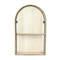 SAPHIR - Etagère murale arrondie fenêtre en bambou et métal plateau bois