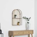 SAPHIR - Etagère murale arrondie fenêtre en bambou et métal plateau bois