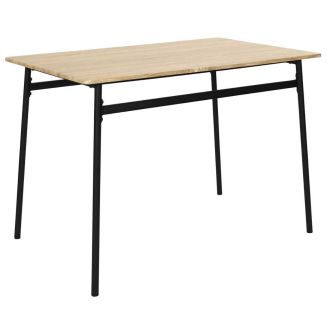 DARA - Table repas structure métallique plateau aspect bois