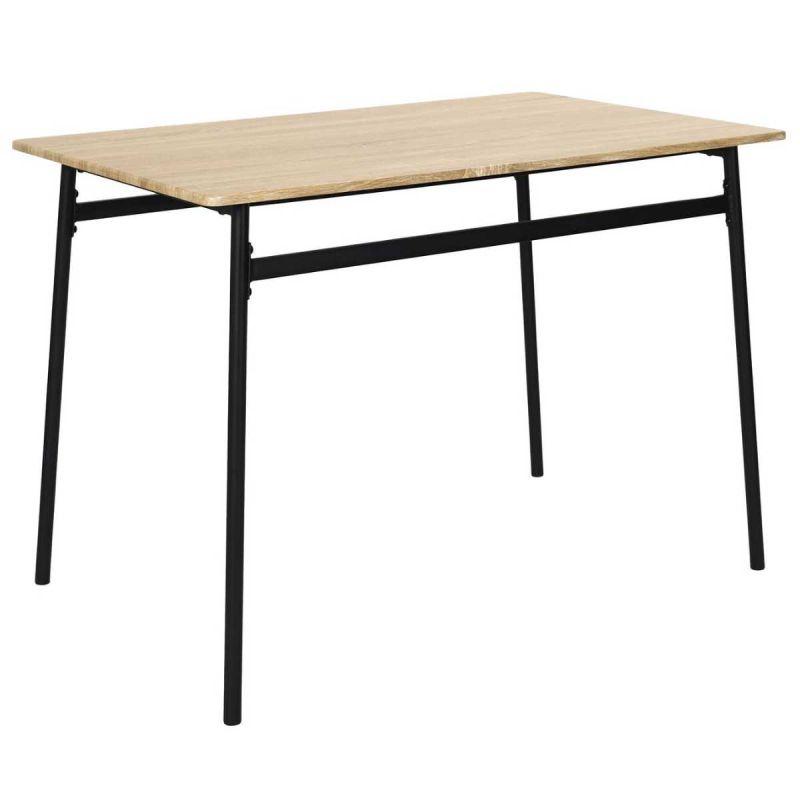 DARA - Table repas structure métallique plateau aspect bois DARA - Table repas structure métallique plateau aspect bois