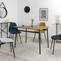 DARA - Table repas structure métallique plateau aspect bois