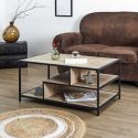 EDDY - Table basse en métal noir et plateaux aspect bois