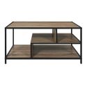 EDDY - Table basse en métal noir et plateaux aspect bois