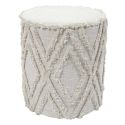 RAMIA - Pouf tissu relief ton sur ton style bohème beige