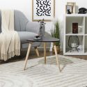 KAREN - Table d'appoint forme triangulaire H46cm noire pieds en pin massif