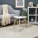 KAREN - Table d'appoint forme triangulaire H40cm blanche pieds en pin massif