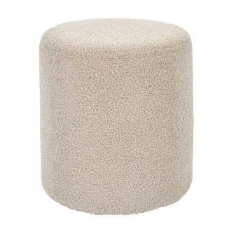 REGINA - Pouf en tissu bouclette taupe