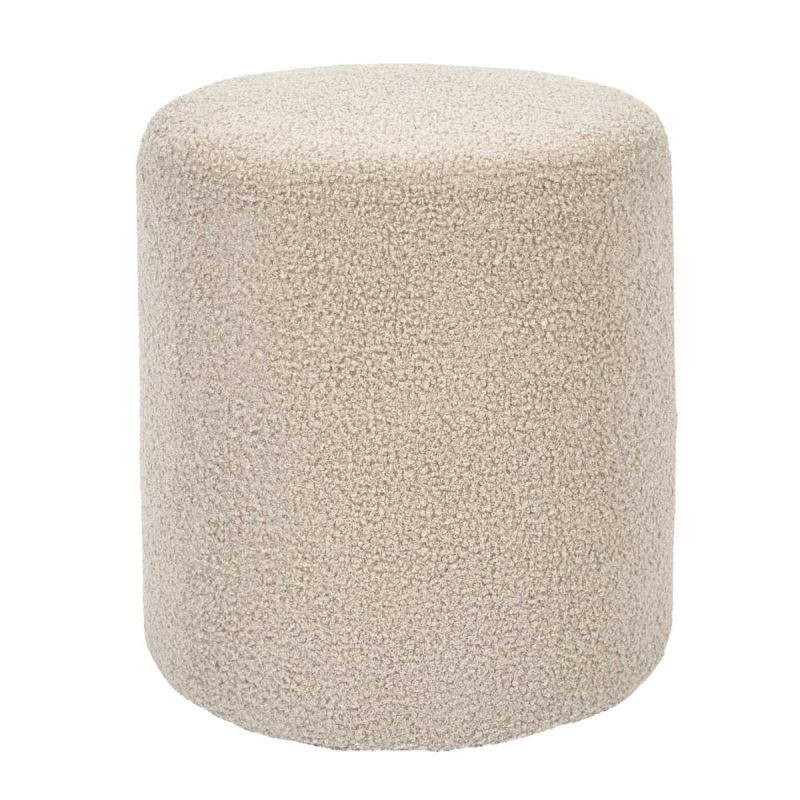 REGINA - Pouf en tissu bouclette taupe REGINA - Pouf en tissu bouclette taupe
