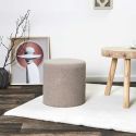 REGINA - Pouf en tissu bouclette taupe