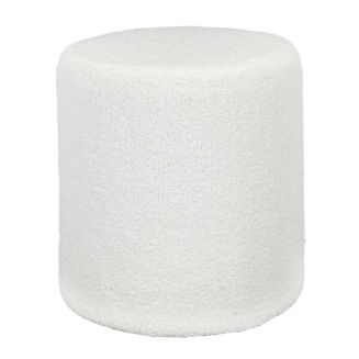 REGINA - Pouf en tissu bouclette blanc