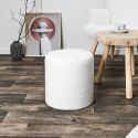 REGINA - Pouf en tissu bouclette blanc