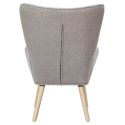 REGINA - Fauteuil de salon en tissu bouclette taupe pieds en bois d'hévéa