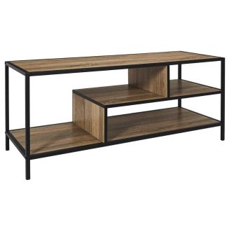 EDDY - Banc TV en métal noir et plateaux aspect bois