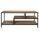 EDDY - Banc TV en métal noir et plateaux aspect bois